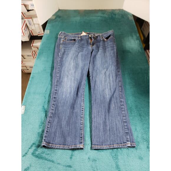 Lucky Brand Jeans Size 12 Womens Blue Stretch Pants Medium Wash Mid Rise Cropped - Picture 1 of 13